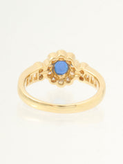 18Kサファイアダイヤモンドフラワーモチーフリング ゴールド/ブルー #12