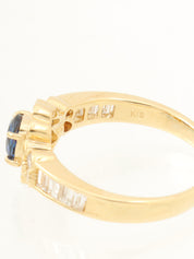 18Kサファイアダイヤモンドフラワーモチーフリング ゴールド/ブルー #12