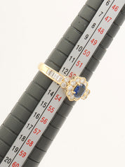 18Kサファイアダイヤモンドフラワーモチーフリング ゴールド/ブルー #12