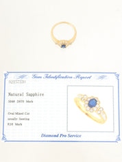 18Kサファイアダイヤモンドフラワーモチーフリング ゴールド/ブルー #12