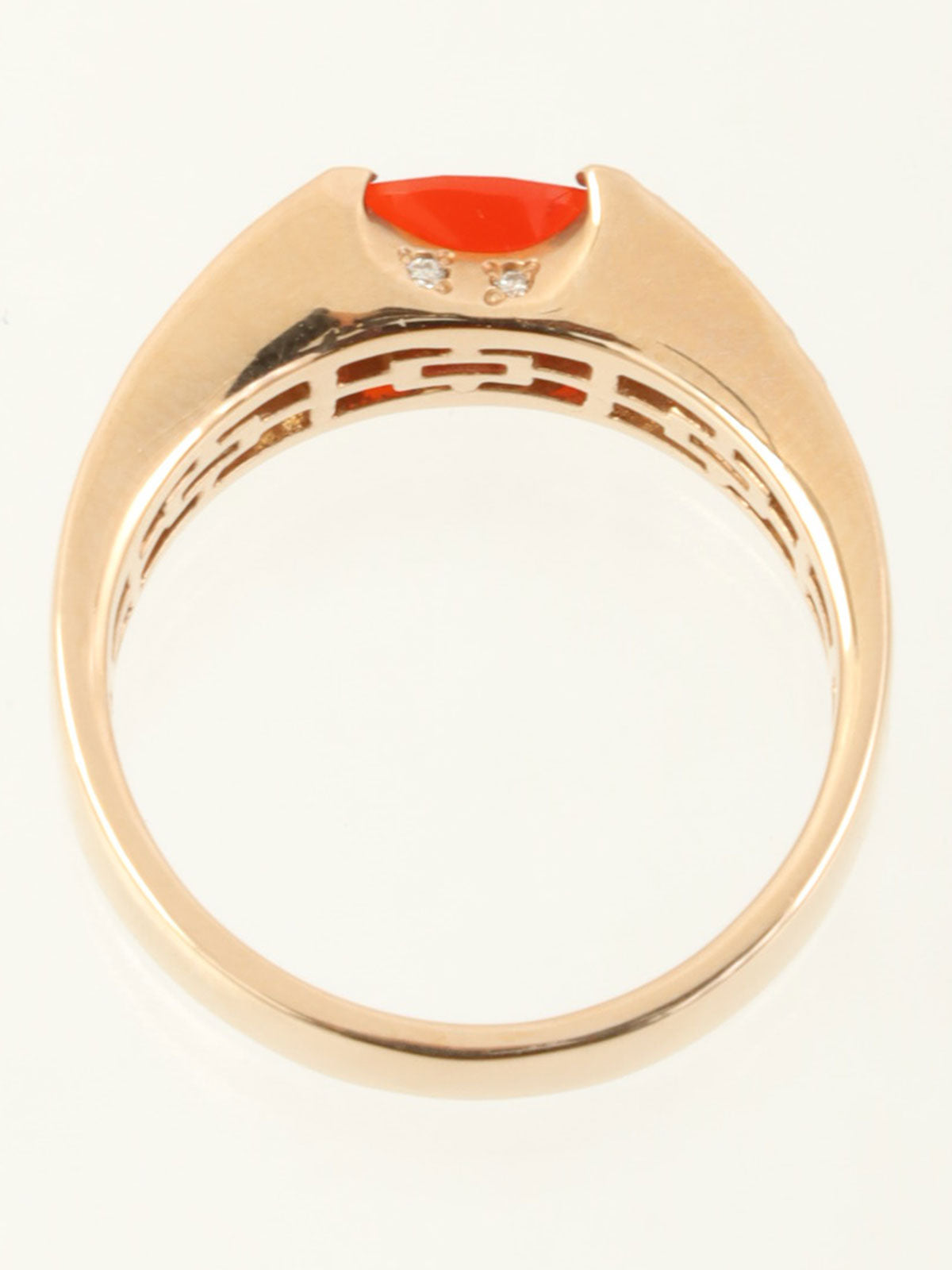 18K 玫瑰金/红色火欧泊钻石戒指