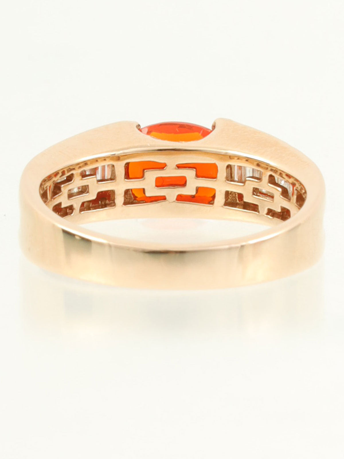 18K 玫瑰金/红色火欧泊钻石戒指