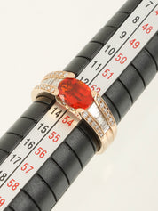 18K 玫瑰金/红色火欧泊钻石戒指