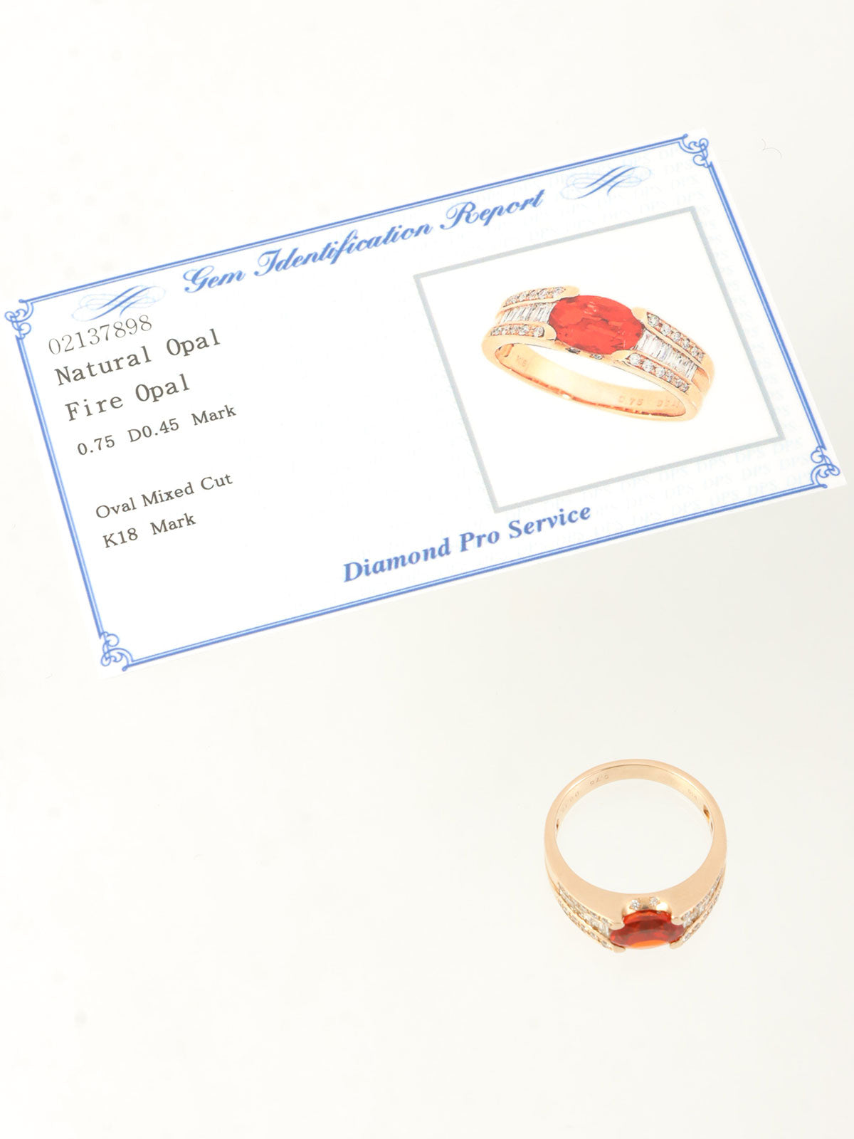 18K 玫瑰金/红色火欧泊钻石戒指