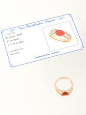 18K 玫瑰金/红色火欧泊钻石戒指