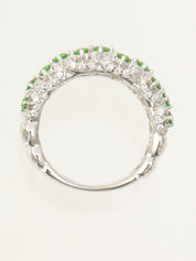 18Kガーネットダイヤモンドデザインリング シルバー/ライトグリーン #11.5