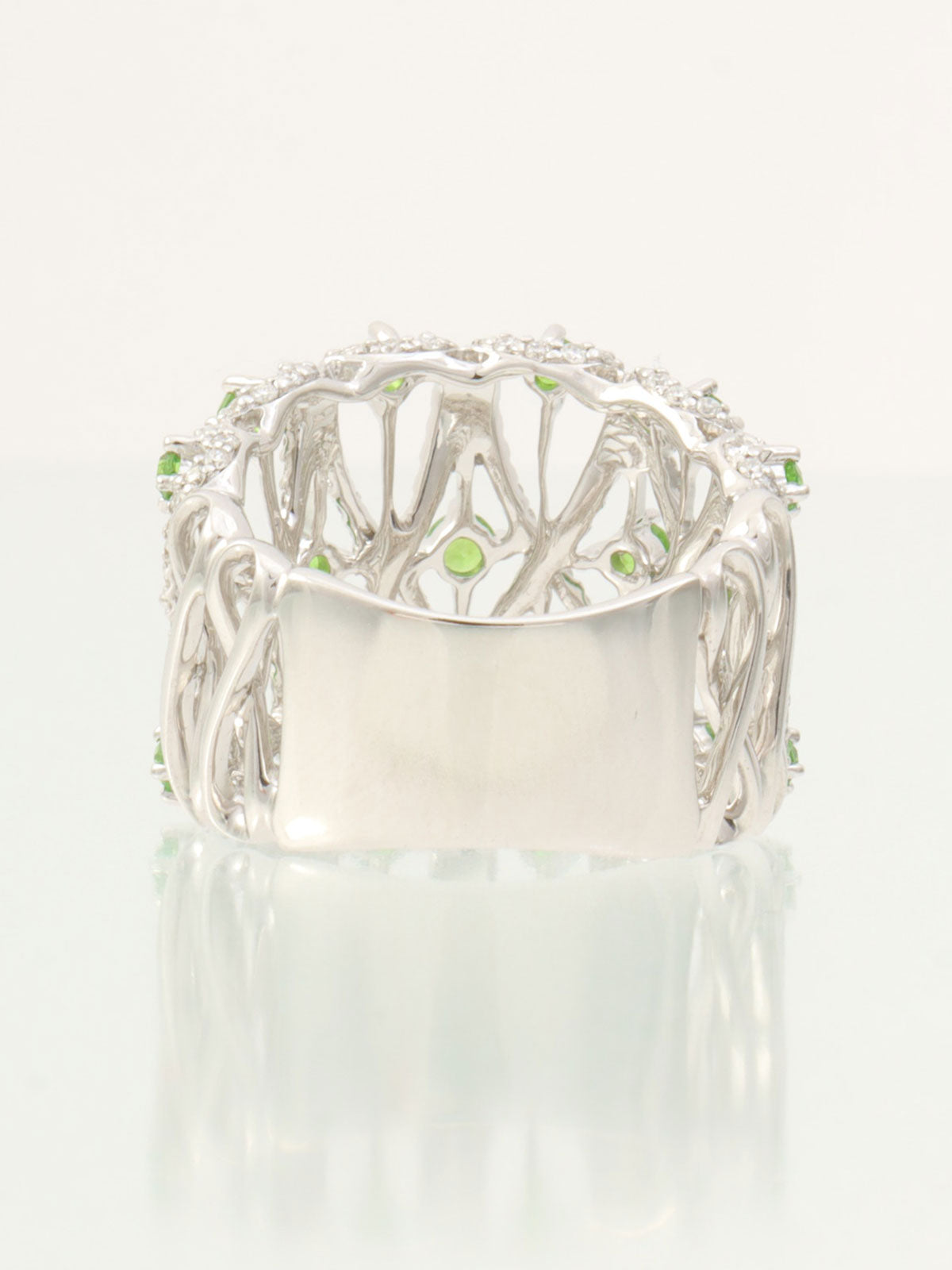 18Kガーネットダイヤモンドデザインリング シルバー/ライトグリーン #11.5