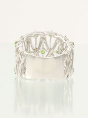 18Kガーネットダイヤモンドデザインリング シルバー/ライトグリーン #11.5