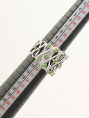 18Kガーネットダイヤモンドデザインリング シルバー/ライトグリーン #11.5