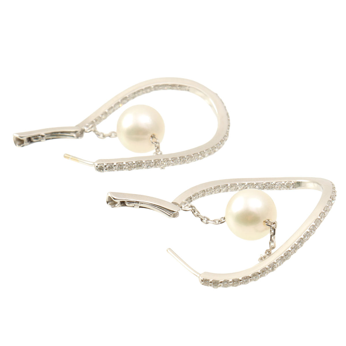 18Kダイヤモンドパールフープピアス シルバー