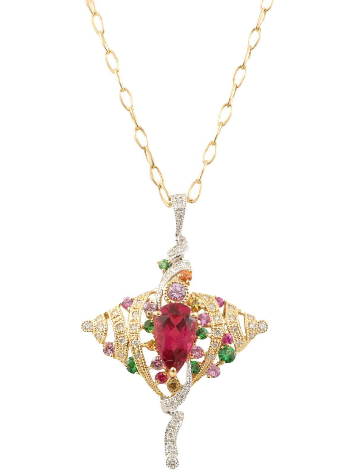 18K Tourmaline Necklace Gold/Pink