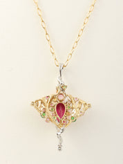 18K Tourmaline Necklace Gold/Pink