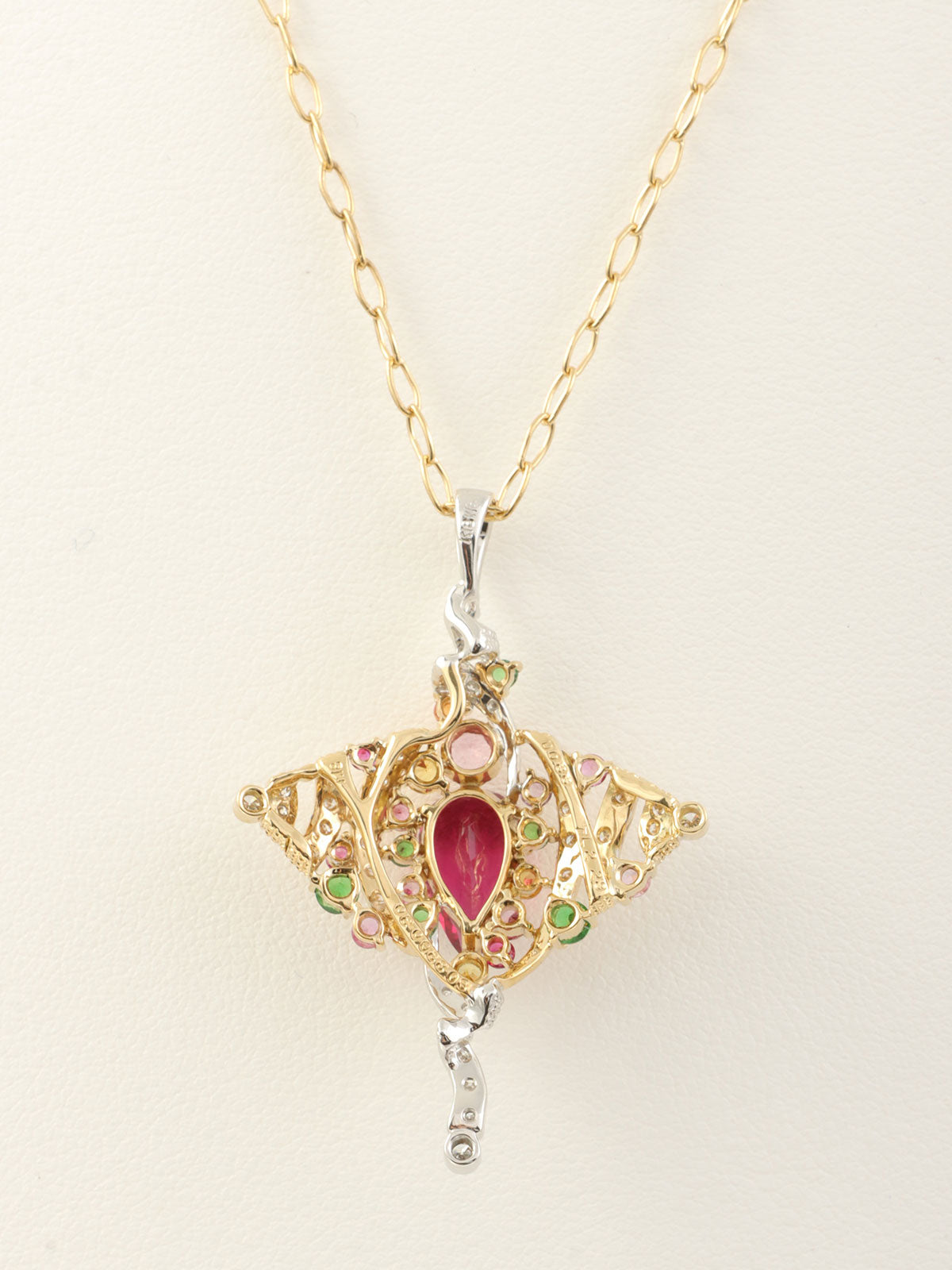 18K Tourmaline Necklace Gold/Pink