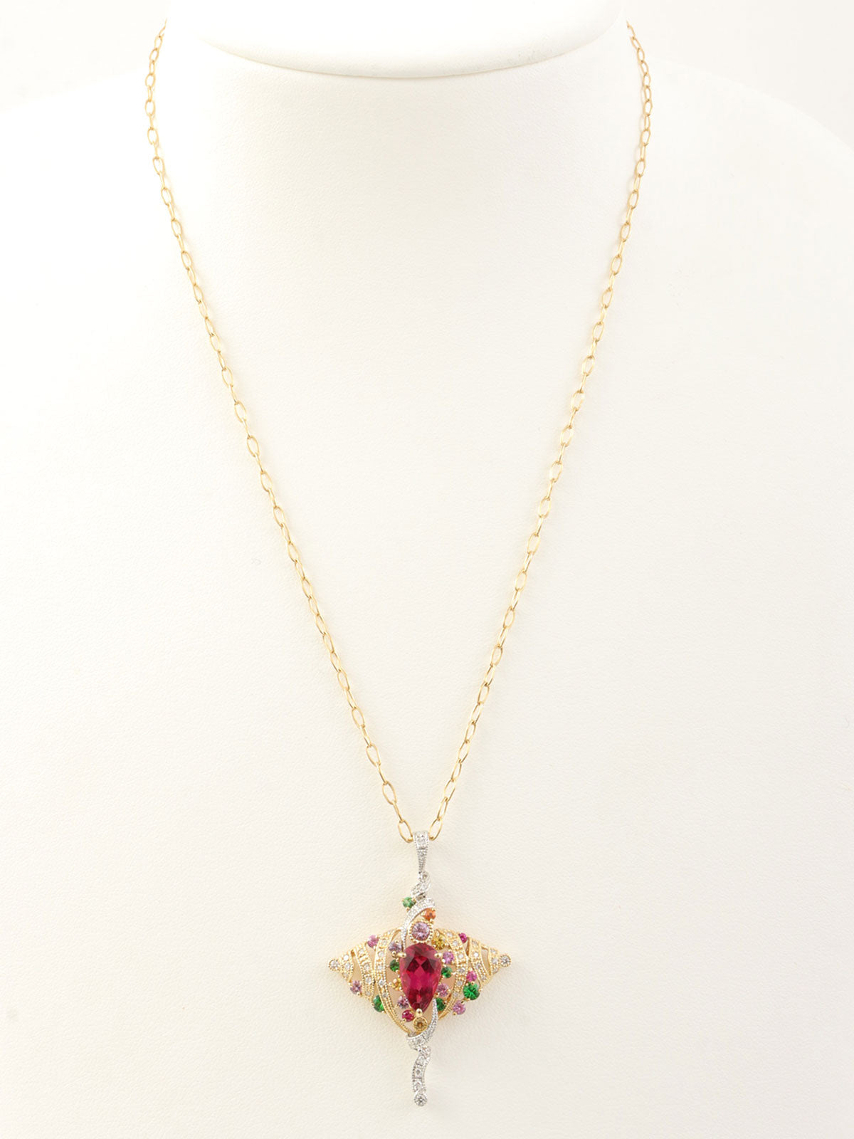18K Tourmaline Necklace Gold/Pink