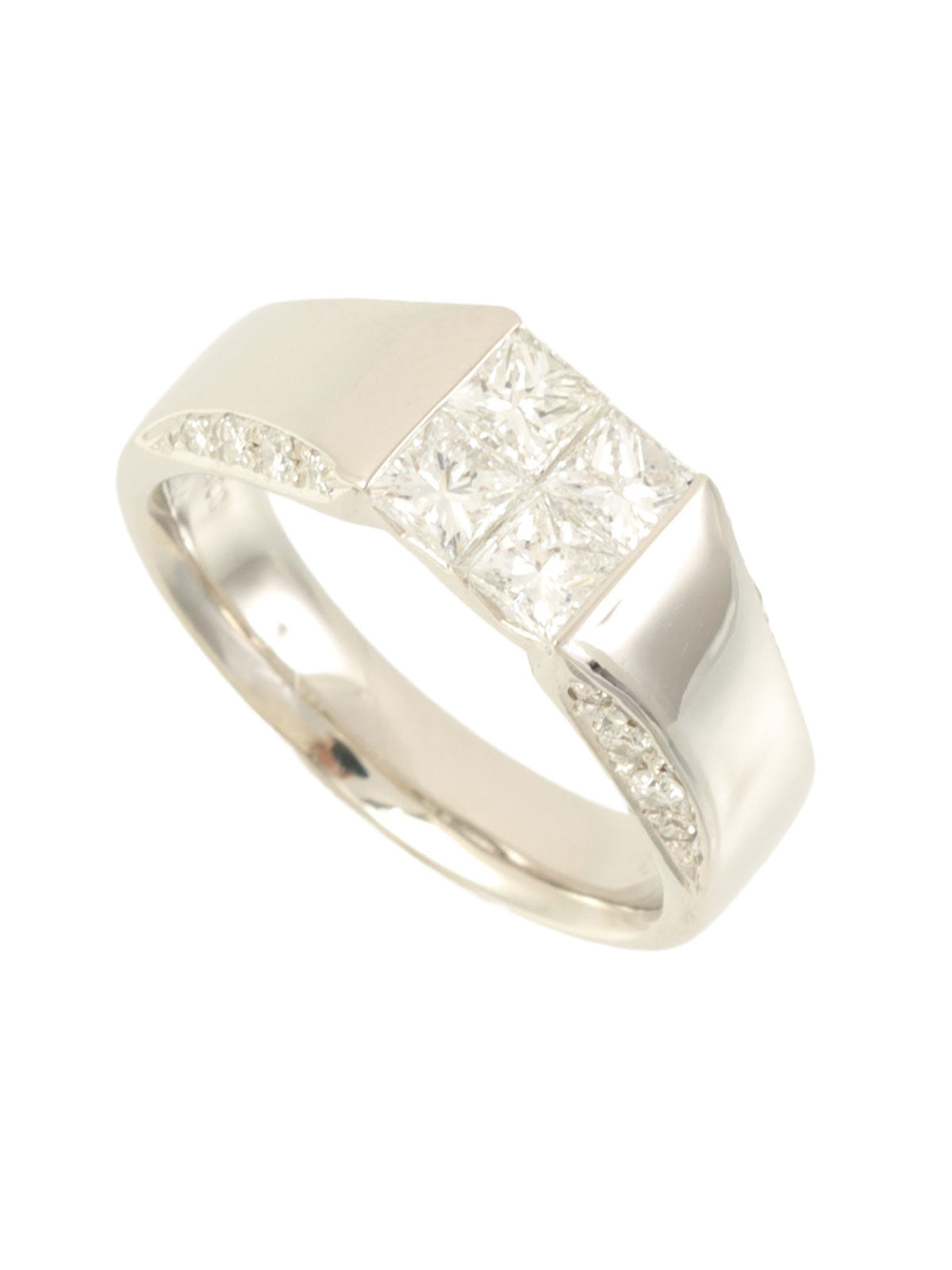 铂金钻石设计戒指 银色