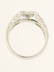 铂金钻石设计戒指 银色