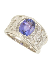 プラチナタンザナイトダイヤモンドデザインリング シルバー/ブルー