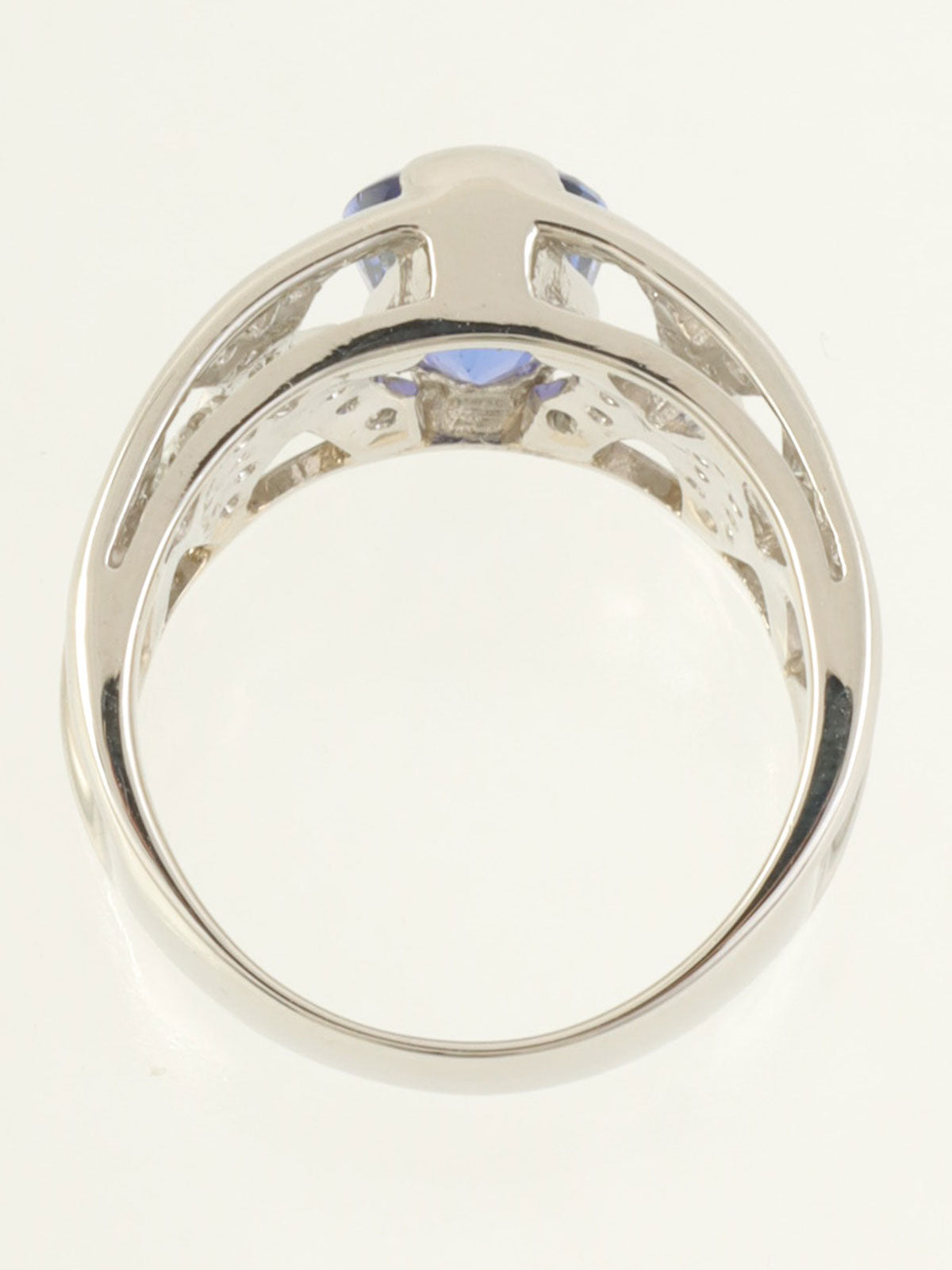 铂金坦桑石钻石设计戒指，银色/蓝色