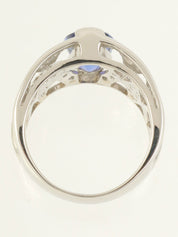 プラチナタンザナイトダイヤモンドデザインリング シルバー/ブルー