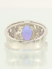 Platinum Tanzanite Diamond Design Ring #52 Silver/Blue