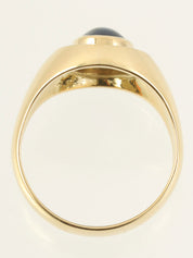 18K金/银/蓝色蓝宝石椭圆形图案戒指