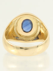 18K金/银/蓝色蓝宝石椭圆形图案戒指