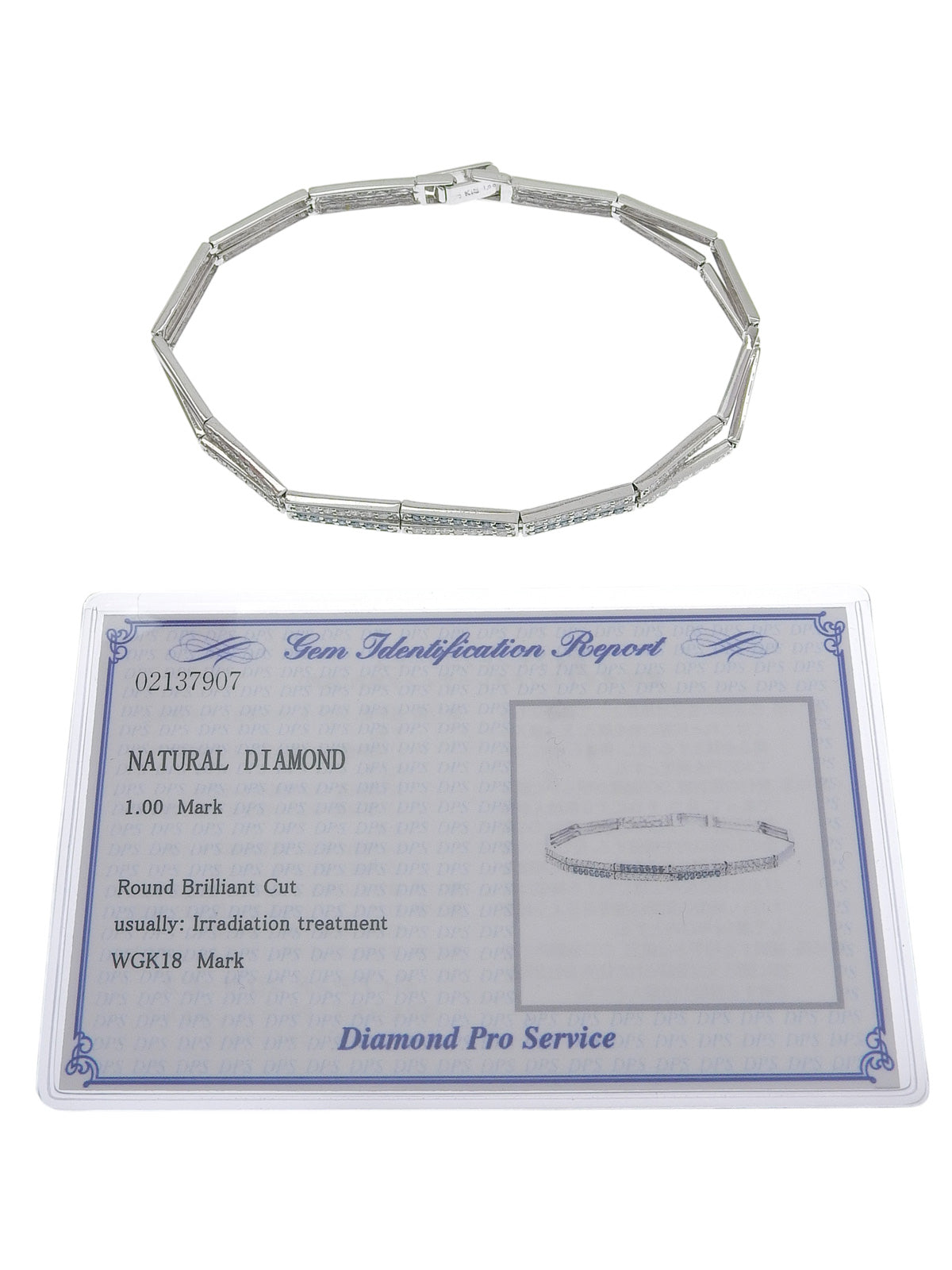 18K钻石手链，银色/浅蓝色