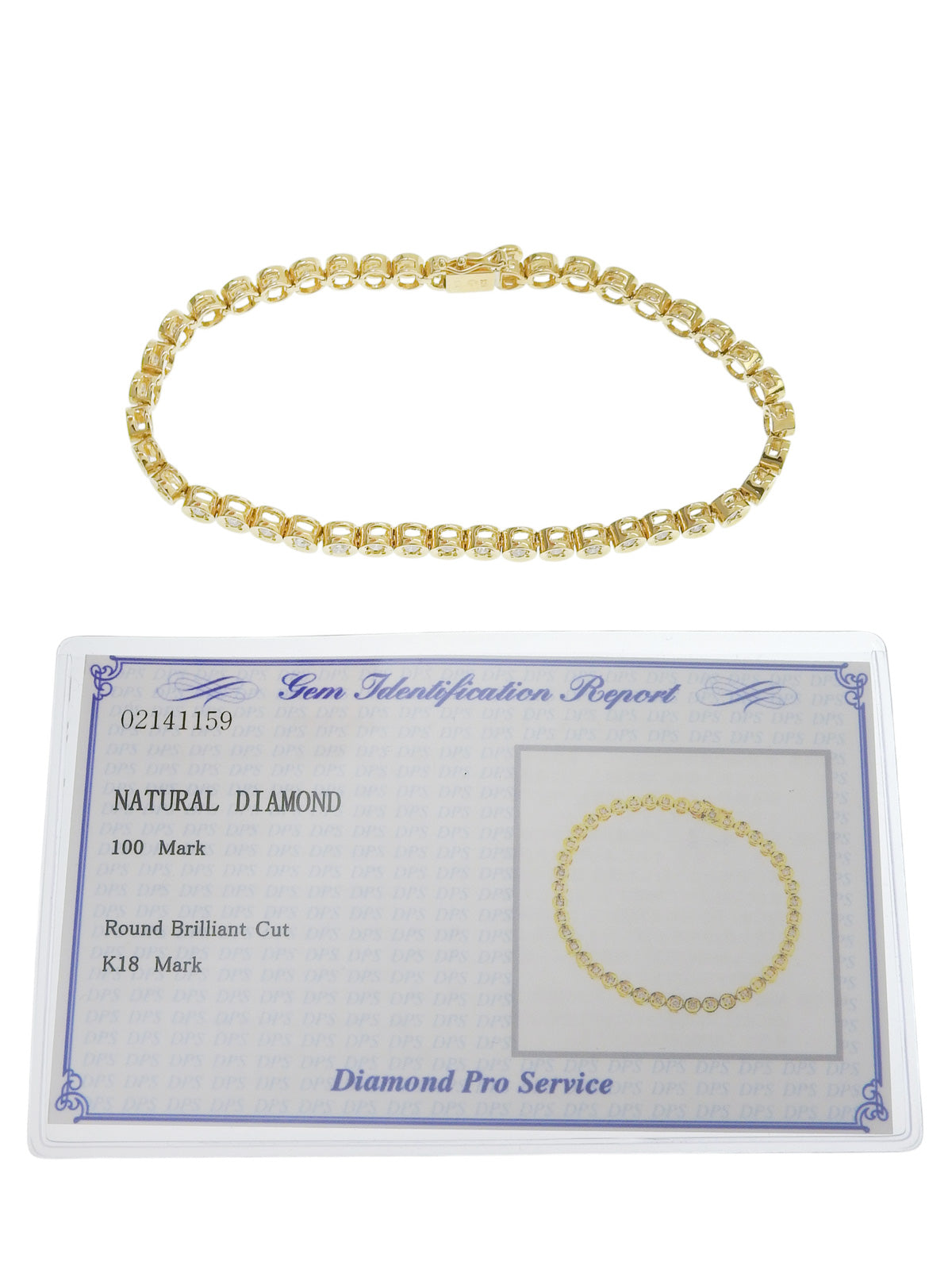 18Kダイヤモンドテニスブレスレット ゴールド