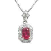 18K Ruby Diamond Necklace Silver/Cherry Red