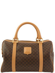 マカダムパターンロゴエンボスミニボストンバッグ ブラウン