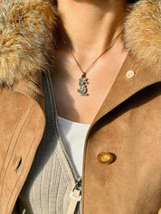 Rhinestone Logo Necklace Gold