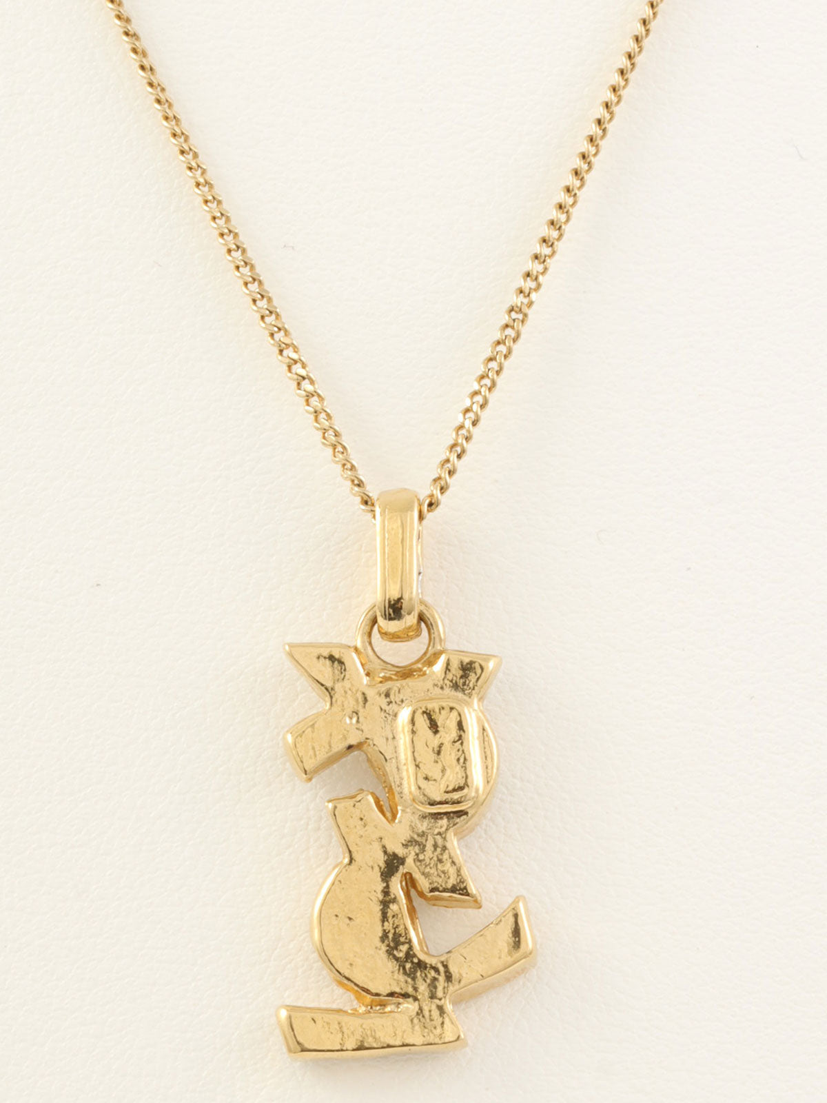 Rhinestone Logo Necklace Gold