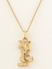 Rhinestone Logo Necklace Gold