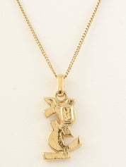 Rhinestone Logo Necklace Gold