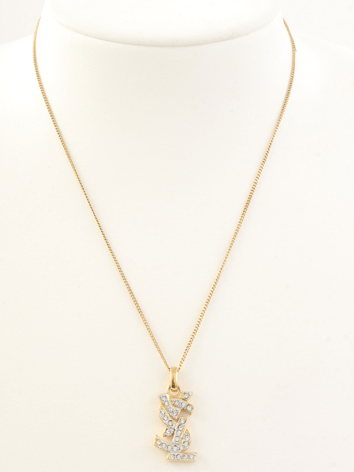 ラインストーンロゴネックレス　ゴールド