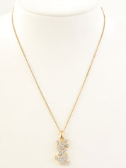 ラインストーンロゴネックレス　ゴールド