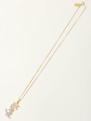 Rhinestone Logo Necklace Gold