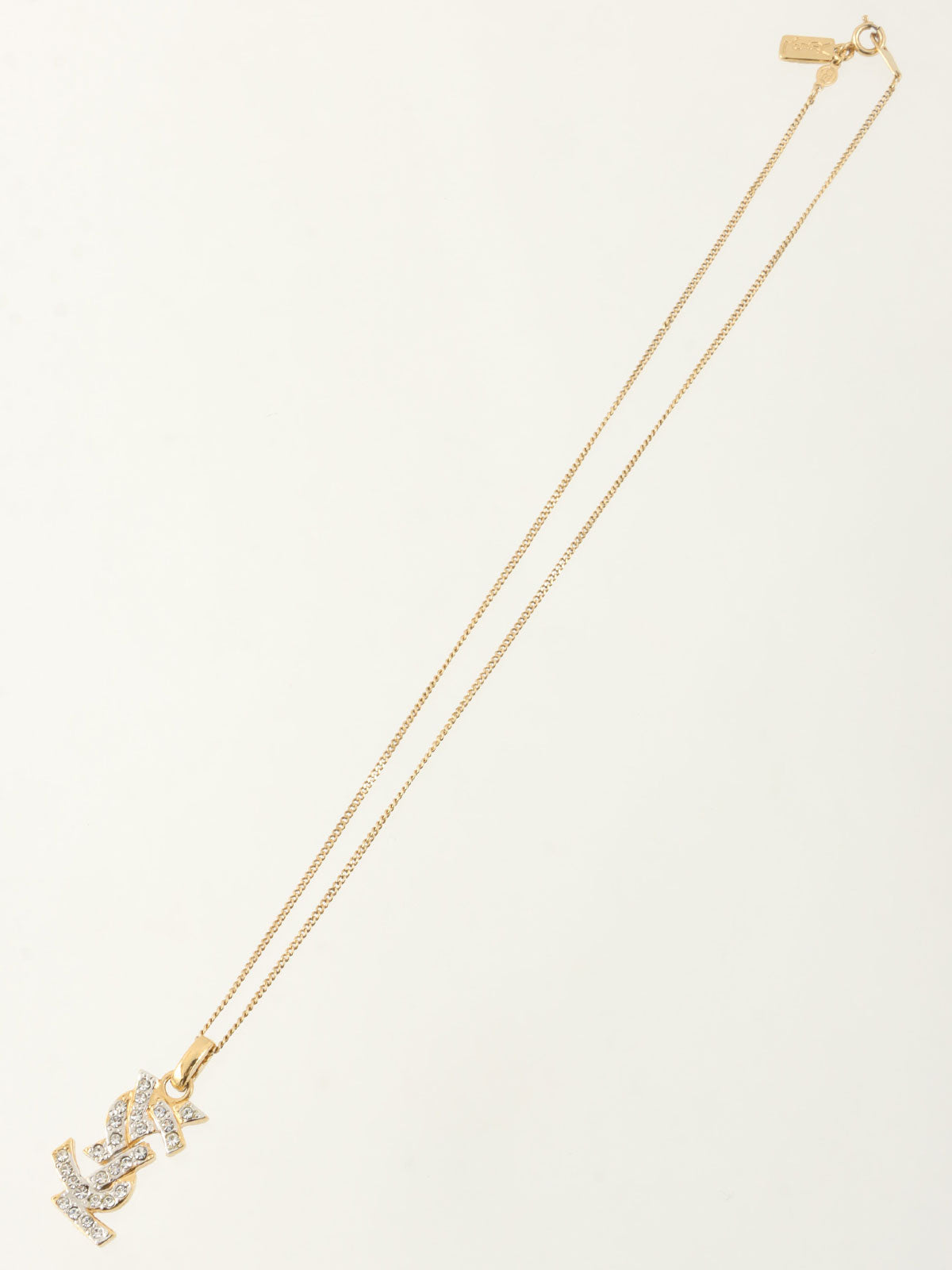 Rhinestone Logo Necklace Gold