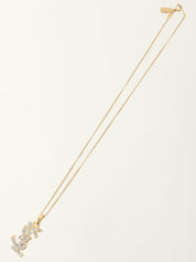 Rhinestone Logo Necklace Gold