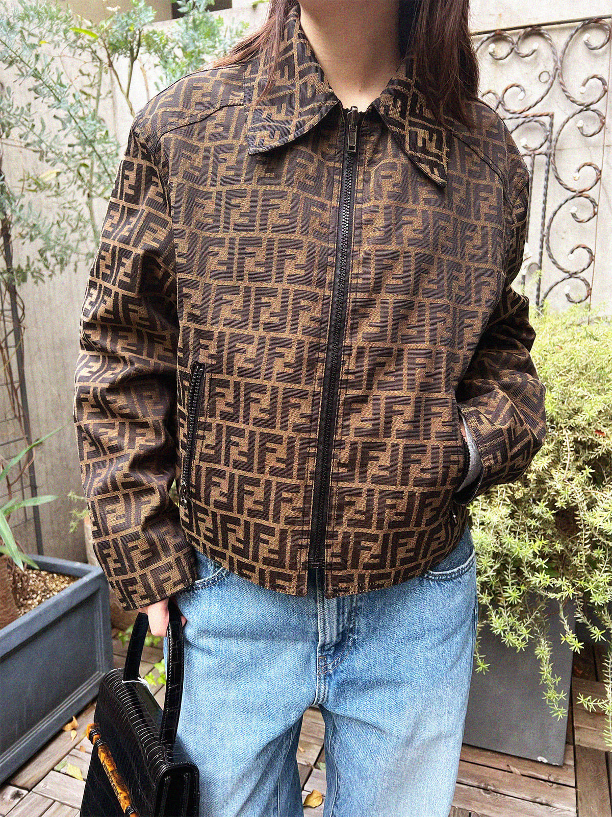 FF Zucca Pattern Jacket Brown