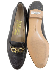 Gancini Plate Loafers in Dark Brown