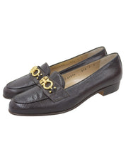 Gancini Plate Loafers in Dark Brown