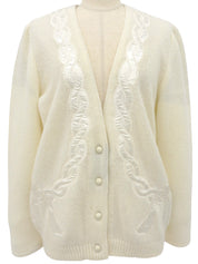 ウールリボンデザインカーディガン ホワイト