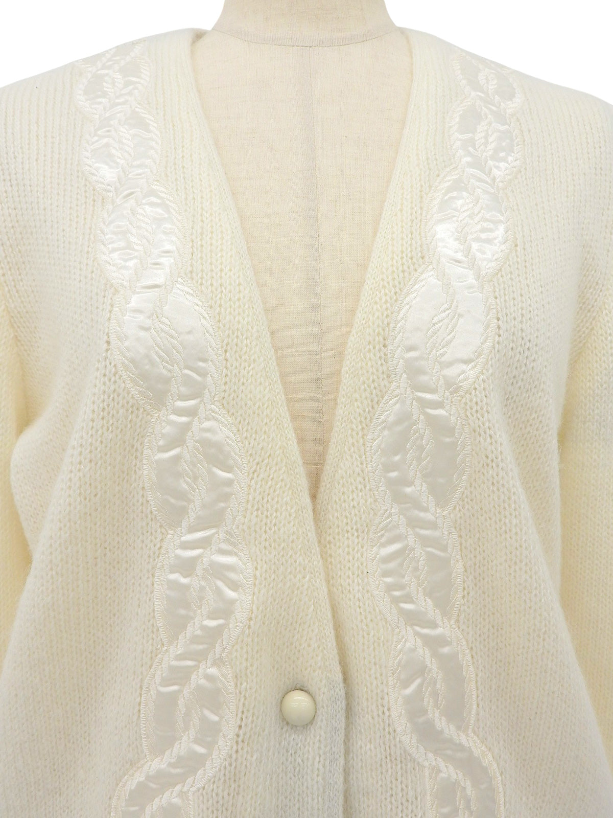 ウールリボンデザインカーディガン ホワイト