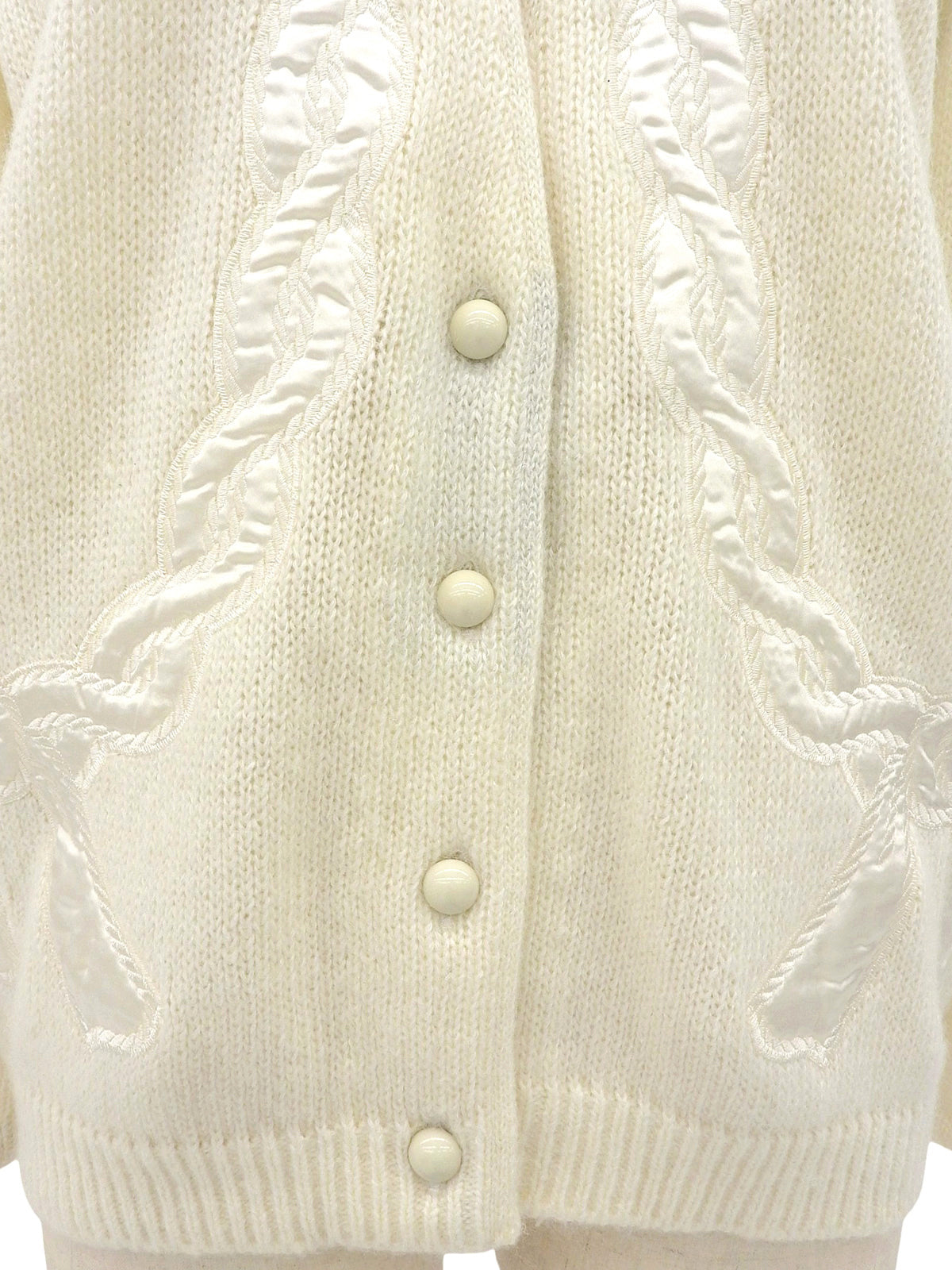 ウールリボンデザインカーディガン ホワイト