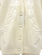 ウールリボンデザインカーディガン ホワイト