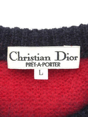 ウールデザインカーディガン レッド/ブラック