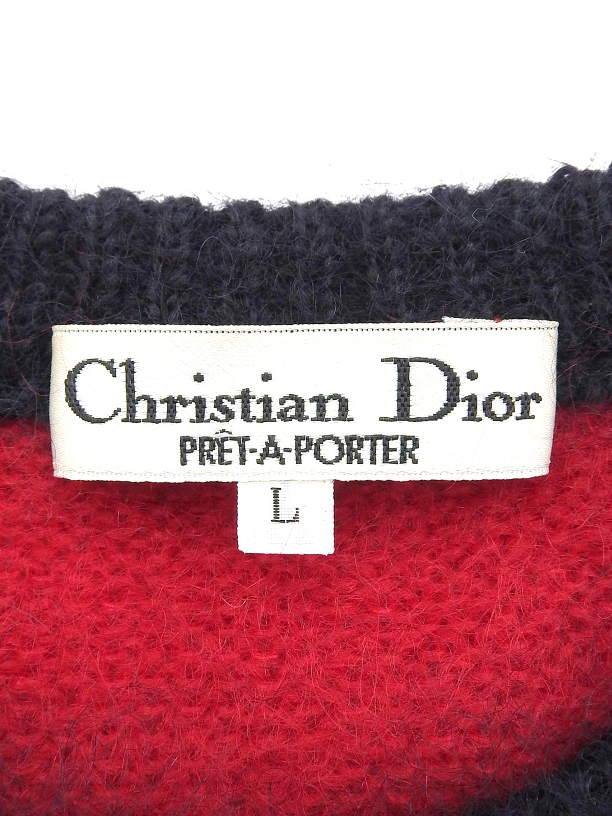 ウールデザインカーディガン レッド/ブラック