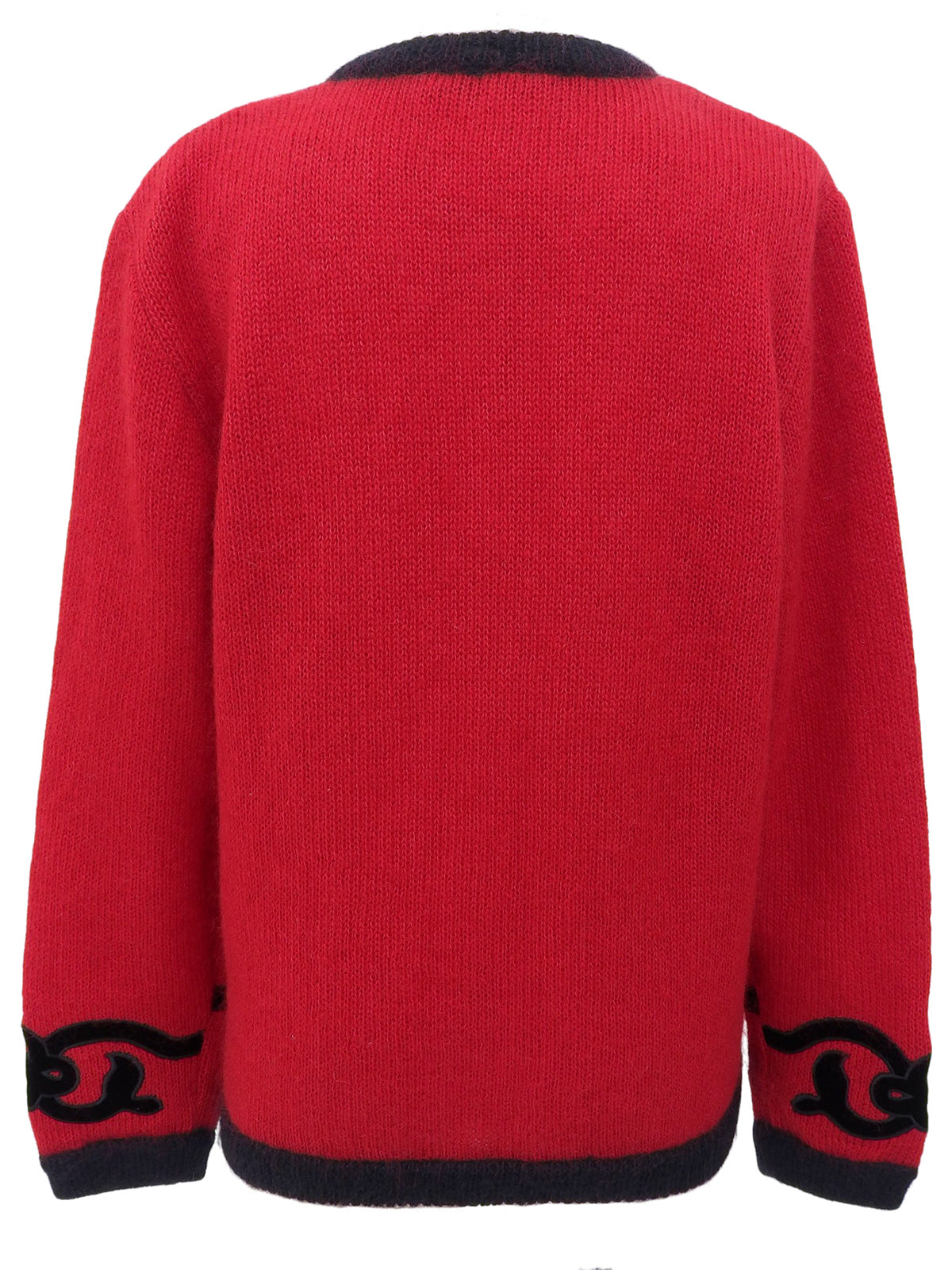 ウールデザインカーディガン レッド/ブラック