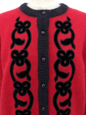 ウールデザインカーディガン レッド/ブラック